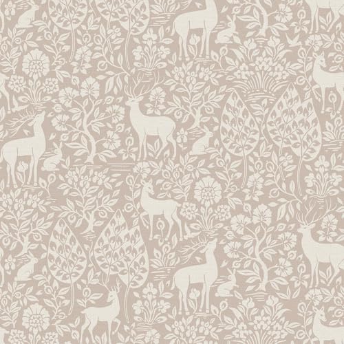 Holden Deer Woods Animal and Woodland Themed Stylish Wallpaper Ideal for Arts and Crafts Style Bedrooms, Living Rooms, Nurseries Wallpaper Pink (14162)