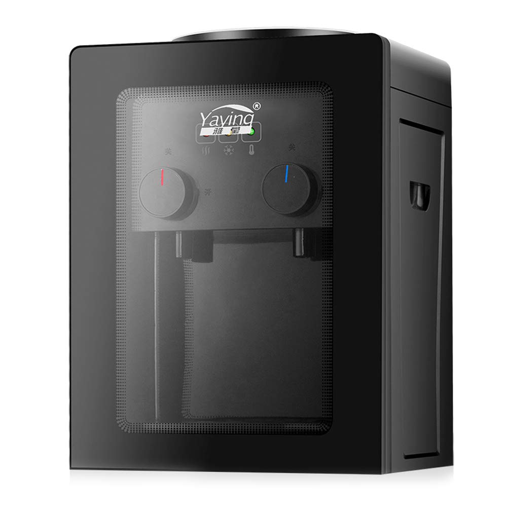 Distributore di acqua elettrico, mini distributore di acqua portatile, fontana da scrivania per ufficio, refrigerante per acqua calda e fredda, riscaldamento rapido, 550 W, nero, 27 x 23,5 x 37 cm