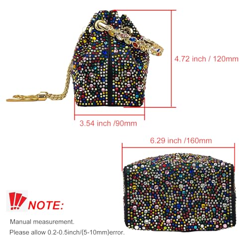 Image of HUANG ZHUANG Colorful Crystal Soft Purse Sparkly Rhinestone Handbag Women Clutch Bling Party Crossbody Bag for Prom Cocktail