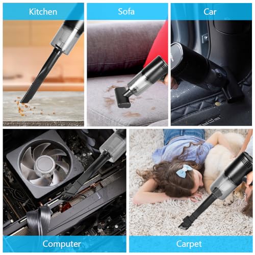 URAQT Handstaubsauger Akku, 6000Pa Wiederaufladbar Autostaubsauger, Tragbar Leicht Nass & Trocken Auto Staubsauger Stark, Mini Staubsauger Gadget für Auto