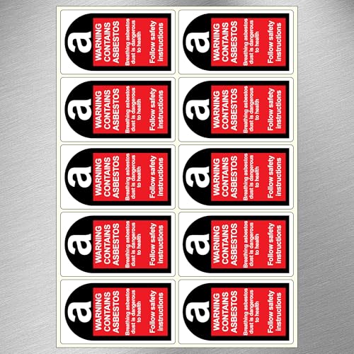 Étiquettes d'avertissement amiante 100 mm x 56 mm pour signaler les déchets toxiques lot de 50