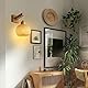 Liyabber Vintage Innen Wandleuchte, E27 Retro Holz Wandlampe mit Rattan Lampenschirm, Käfig Wandlampe für Wohnzimmer, Schlafzimmer, Flur, Esszimmer, Max 60W (Ohne Glühbirne)