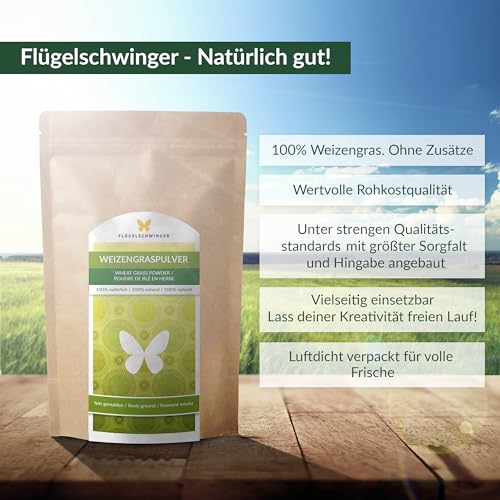 500g Weizengras Pulver, aus jungen Gräsern, ohne Zusätze, Rohkostqualität, schonende Verarbeitung bei niedrigen Temperaturen (500g)