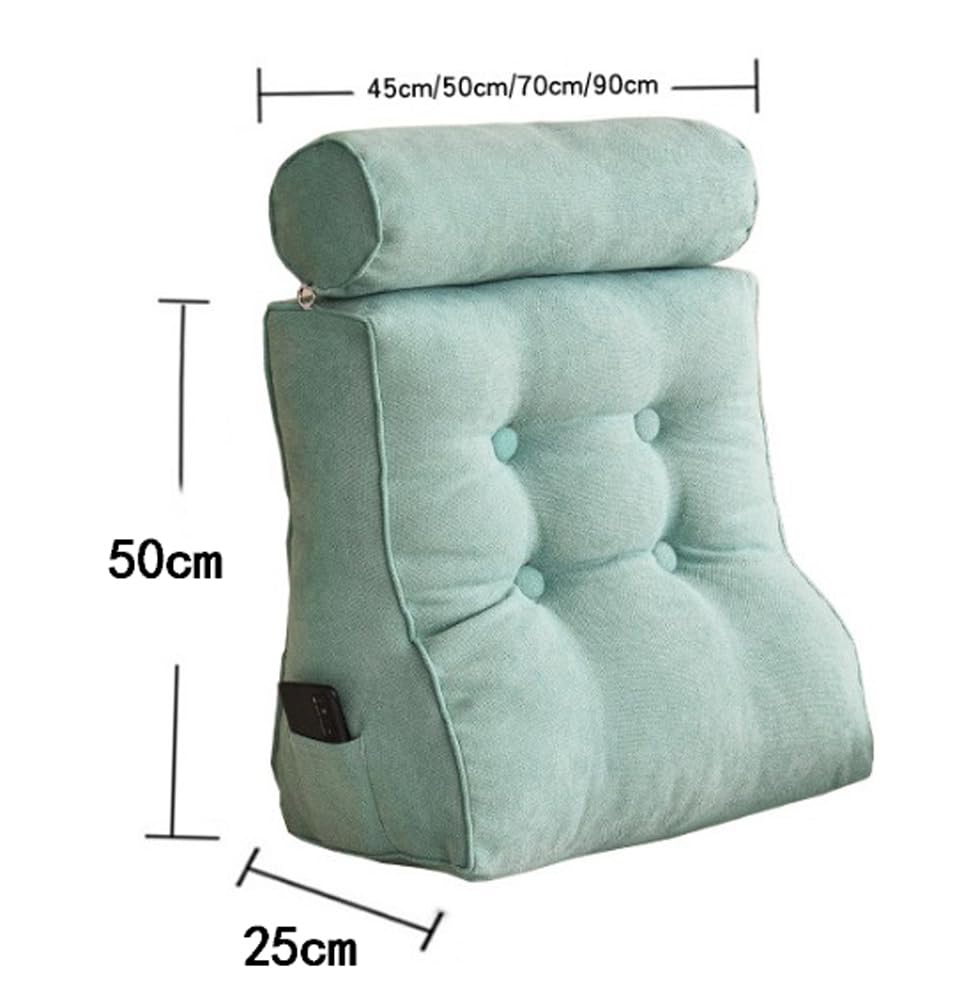 Almohada de respaldo para sofá cama con soporte de cuello desmontable, respaldo de posicionamiento para silla de oficina con funda de cojín lavable, 45 x 50 x 25 cm (70 x 50 x 25 cm, café claro)