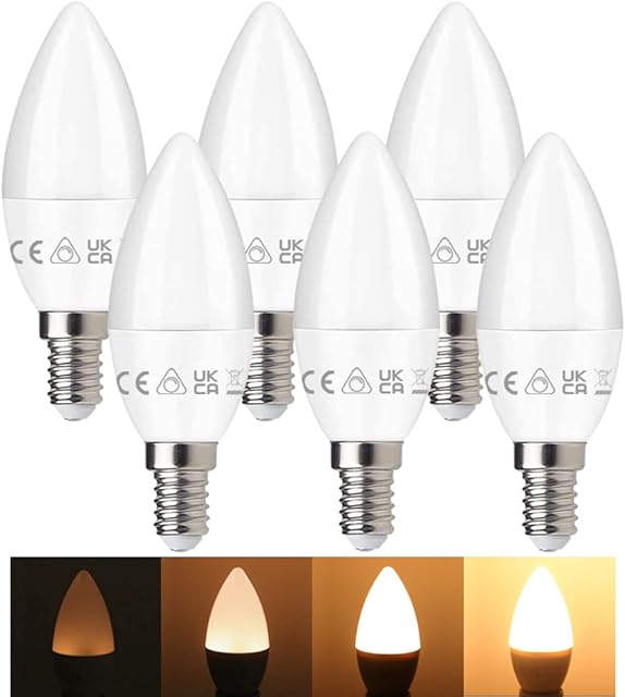 Belns Melns E14 LED Bulbs Dimmable, 5W (Equivalent to 40W), Small Edison Screw (SES) Candle Bulb, 2700K Warm White Dimmable - Pack of 6