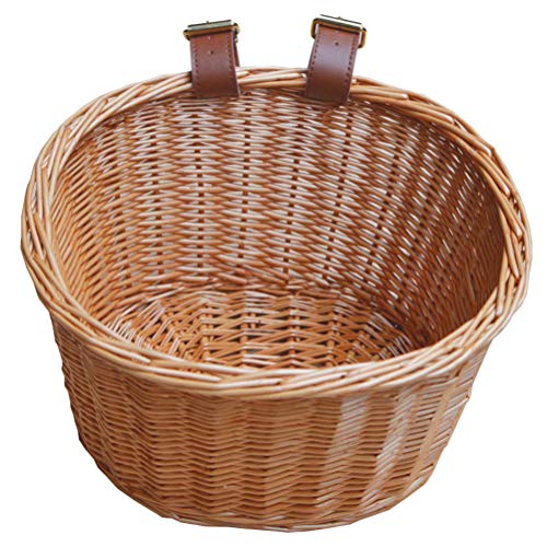 BESPORTBLE 1pc Retro Rattan Front Basket for Woven Food Storage Basket Large Capacity for Boys and Girls Installation Stylish