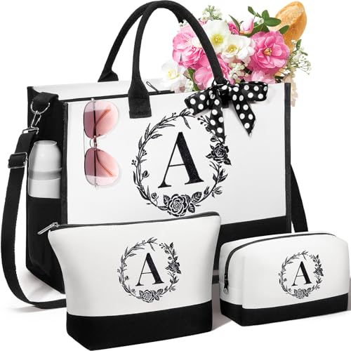 Personalized Birthday Gifts for Women, Initial Canvas Tote Bag for Women Personalized Birthday Gifts for Women, Initial Canvas Tote Bag for Women - Image 1