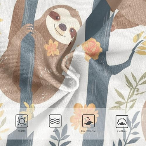 Wusikd Cute Sloths Girls' Underwear Cotton Hanging Tree Flowers Girls Briefs Soft Toddler Underwear 2T3