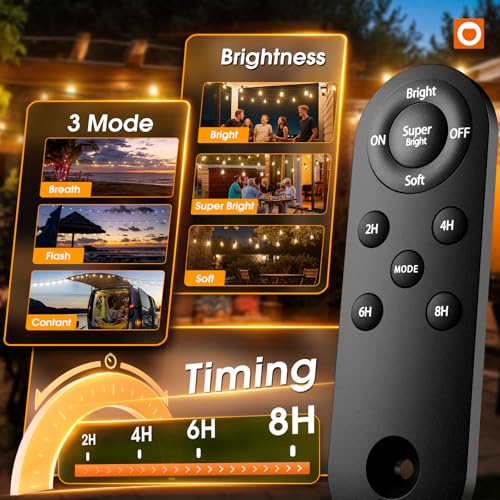 Image of addlon 33FT(27+6) Solar String Lights Outdoor, Last 20+ Hrs, USB Charging