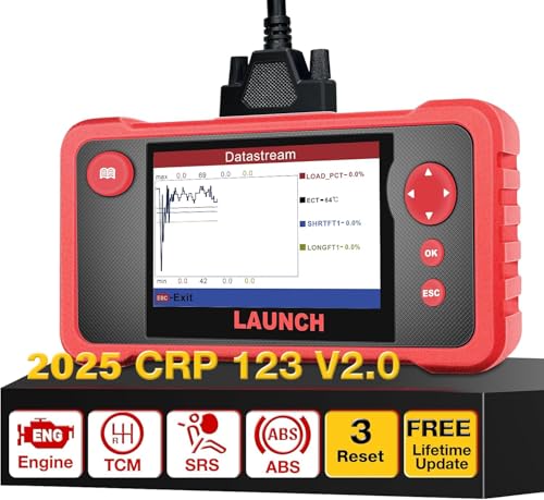 LAUNCH CRP123 V2.0 OBD2 Diagnosis Coche Multimarca con 4 Sistemas y 3 Funciones de Reinicio, Lector de Código Sistema de Motor ABS SRS Transmisión, Reset de Aceite ETS SAS, Actualización Gratuita…