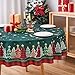 Christmas Tablecloth Round 70 Inch Christmas Tree Green Table Cloth - Polyester Winter Buffalo Plaid Xmas Festive Holiday Table Cover Circle Washable Waterproof for Holiday Party Kitchen Decoration