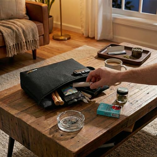 SafeDelux Smell Proof Bag, Odor Proof Bag with Combination Lock, Durable Smell Proof Container with Carbon Lining, Secure Odorless Travel Pouch for Home & On-the-Go (Black) - Image 2