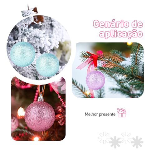 Kit 40 Bolas de enfeites de natal decoração 2024 árvore natalina arco-íris doces pinha bolinhas glit