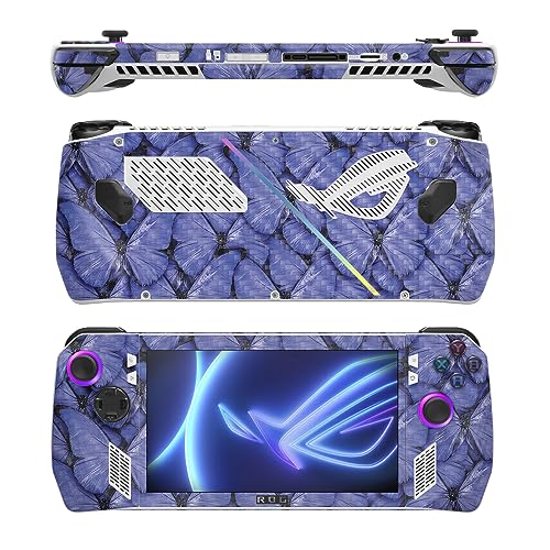 Image of MightySkins Carbon Fiber Skin Compatible with Asus ROG Ally - Blue Butterflies | Protective, Durable Textured Carbon Fiber Finish | Easy to Apply
