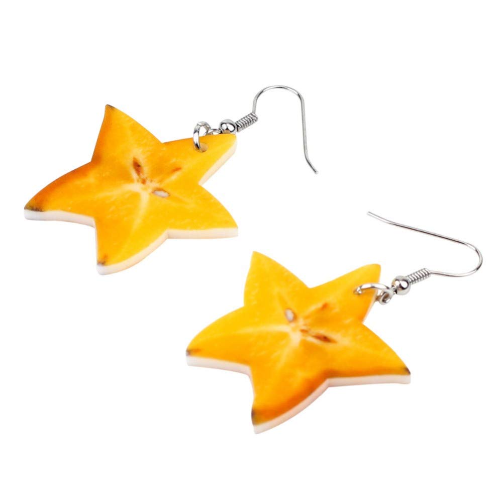 ZHENZHIA Earring Acrylic Carambola Earrings Long Dangle Trendy Fruit Star Jewelry For Women Girls