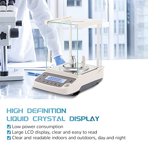 Crispaire Lab Analytical Balance 0.1Mg/220G Electronic Laboratory Scale 0.0001G Precise Digital Scale Rs232 Interface Lcd Display Chemical Plant Jewelry Scientific Research (220G) #TOP5