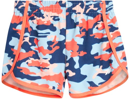 Reebok Girls' Active Shorts - 2 Pack Lightweight Athletic Gym Dolphin Running Shorts (7-12), Size S(7), Neon Melon/Tie Dye #TOP4