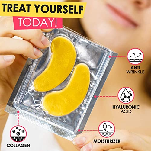 Cedlize Under Eye Collagen Patches, 24K Gold Anti-Aging Mask, Pads For Puffy Eyes & Bags, Dark Circles And Wrinkles, With Hyaluronic Acid, Hydrogel, Deep Moisturizing Improves Elasticity, 30 Pairs #TOP4