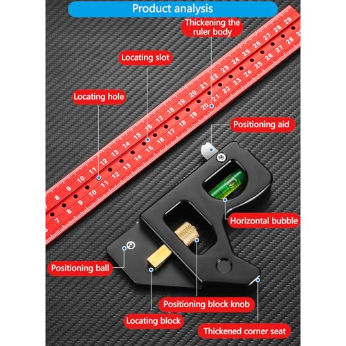 Carré combiné du menuisier 300 mm équipé de poignée à niveaux pour repère - 4