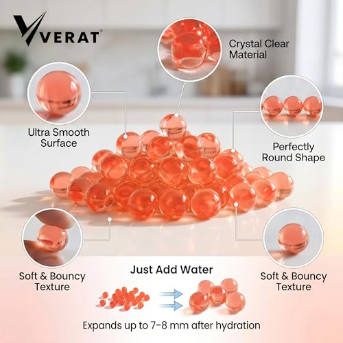 Image of Verat Gel Blaster Refill Water Beads Transparent for Gun Suitable Size 7-8mm Safe Non-Toxic Ammo for Gel Guns & Decorative Vase Filler (This Gel Balls for Specially for Gun) (1 Packets, 10000 Red)