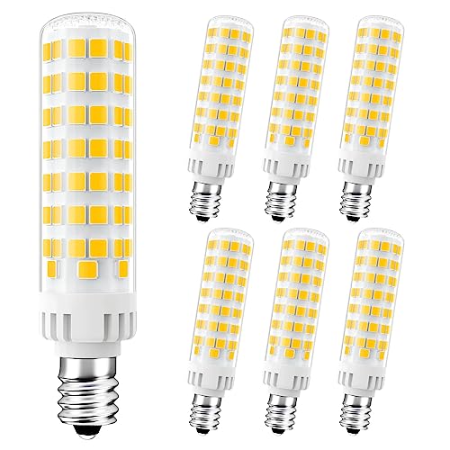 Lacnooe E12 LED Bulb Dimmable, 10W C7 LED Candelabra Bulb 100 Watt Equivalent, 1000 Lumens, 3000K Warm White, AC120V T6 E12 Light Bulbs for Chandeliers, Ceiling Fan, Pendant, Wall Sconces, 6 Pack