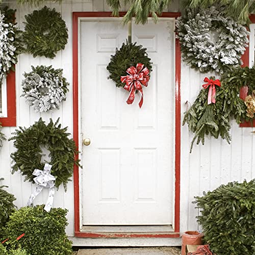 Image of ZMCINER Wreath Hanger for Front Door, Adjustable 15-25 Inch Wreath Hanger, 20 lbs Larger Door Upgrade, Nickel