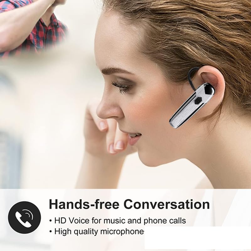 Image of Bluetooth Headset V5.3 Single-Ear Earpiece with Wireless Microphone 48H Battery, Bluetooth Earpiece - Handsfree for Driving /Truck Drivers, Compatible with iPhone, Android, Samsung