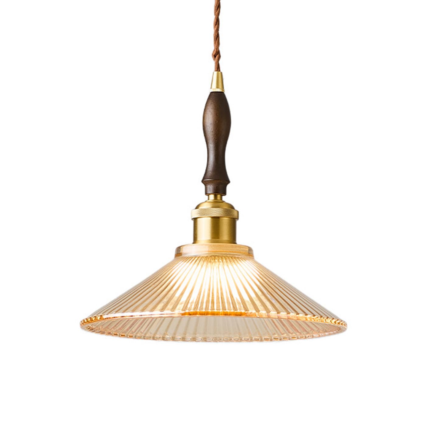 MTNROO Vintage Dome Pendant Lamp Small Clear Glass Hanging Light Fixture 1-Light Wood Art Decoration Chandelier with Adjustable Cord Ceiling Lighting Fixtures for Kitchen Island Foyer Shop
