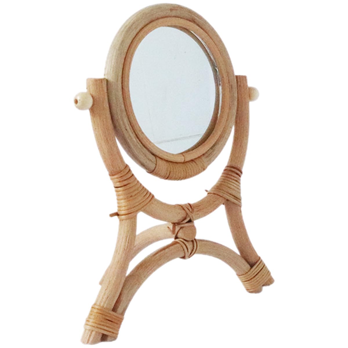 Miroir de maquillage rotin pour coiffeuse de chambre créant une ambiance bohème et chaleureuse