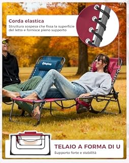 KingCamp Lettino Prendisole Pieghevole Regolabile in 5 Posizioni, Sdraio da Spiaggia Portatile per Giardino, Mare, Piscina, Vacanze e Campeggio