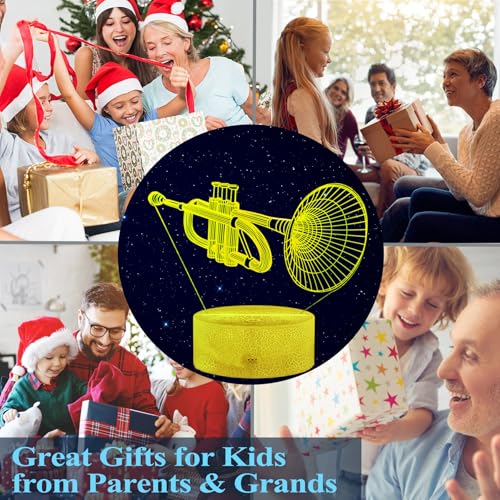 Image of Trumpet Night Light, Trumpet Gifts, 3D Illusion Lamp with 16 Colors Changing, Timer, 4 Flash Modes and Dimmable, Kids Boys Girls Room Decoration, Holiday Xmas Gifts
