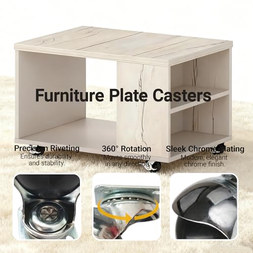 ENYKE 2" Roues Roulettes à Balle avec verrouillage latéral, roues anciennes pour meubles 360LBS, Ensemble de roulettes pivotantes en argent chromé 4 pour la table de café ottomane, 16 Vis incluses