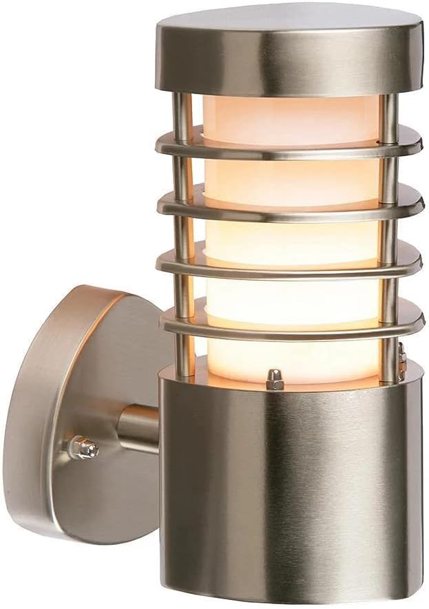 Saxby Bliss 9.2W Brushed Stainless Steel Outdoor Garden IP44 LED Wall Light, 17 x 10 x 22 cm