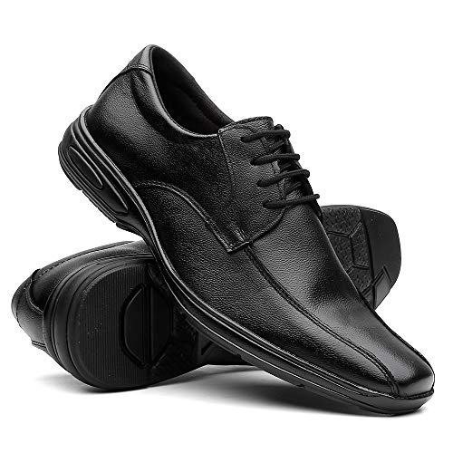 Sapato Social Masculino Em Couro Ultra Confortável Cor:Preto;Tamanho:39