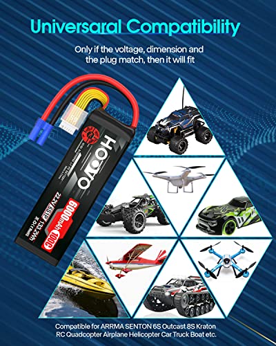 Image of HOOVO 22.2V 6S LiPo Battery 6000mAh 100C Softcase RC Battery for RC Quadcopter Truck Boat Airplane Helicopter RC Vehicle(2 Pack)