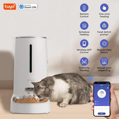 Alimentador Automatico Inteligente Wifi Tuya Smart Life 4L Led Tijela Inox Display Temporizador Bate