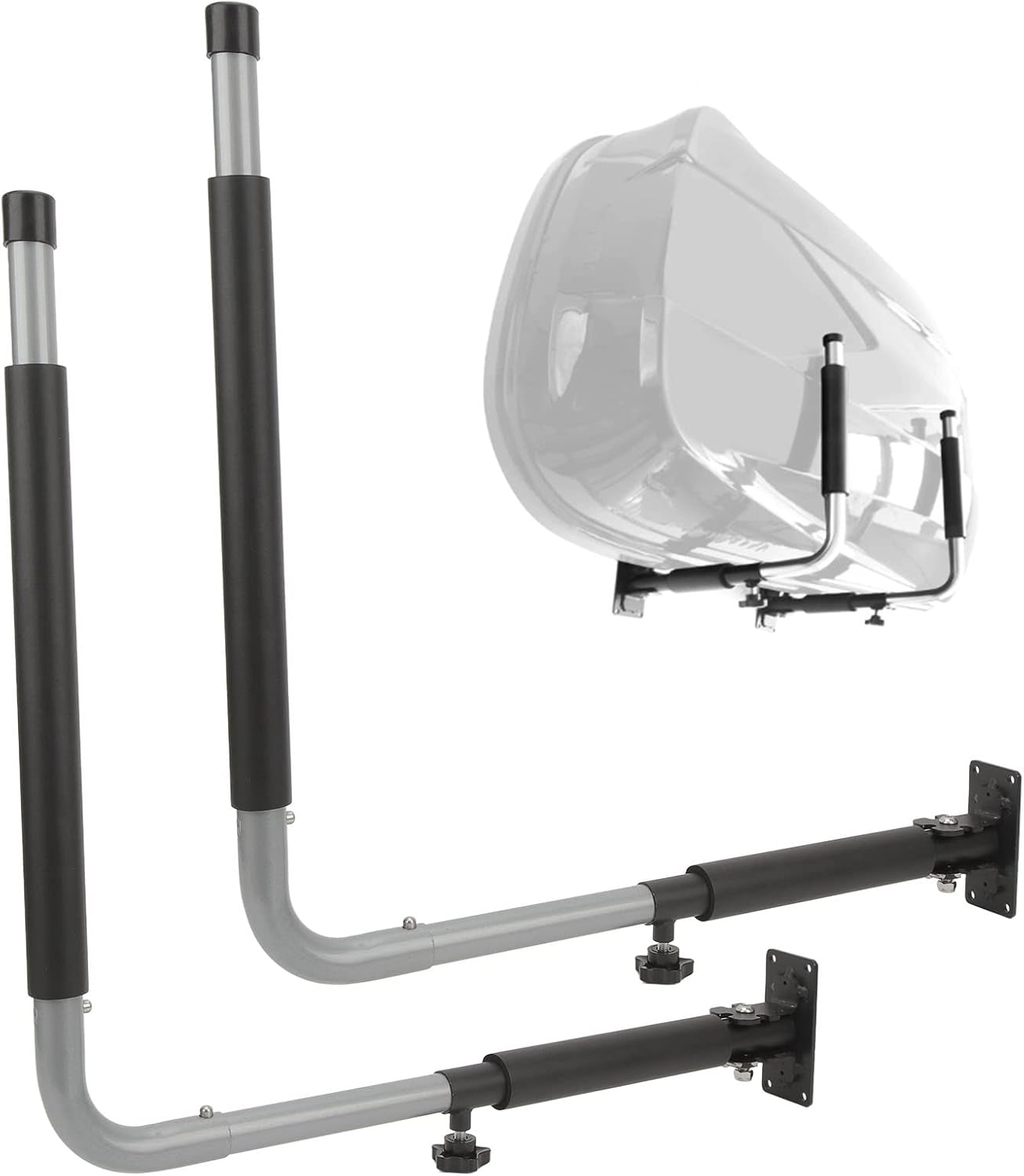 Car Roof Box Wall Mount Rack, Heavy Duty Aluminum Foldable Telescopic Storage Hanger for Kayak Canoe Surfboard Snowboard 50KG Load Bearing Adjustable Length 42-58cm