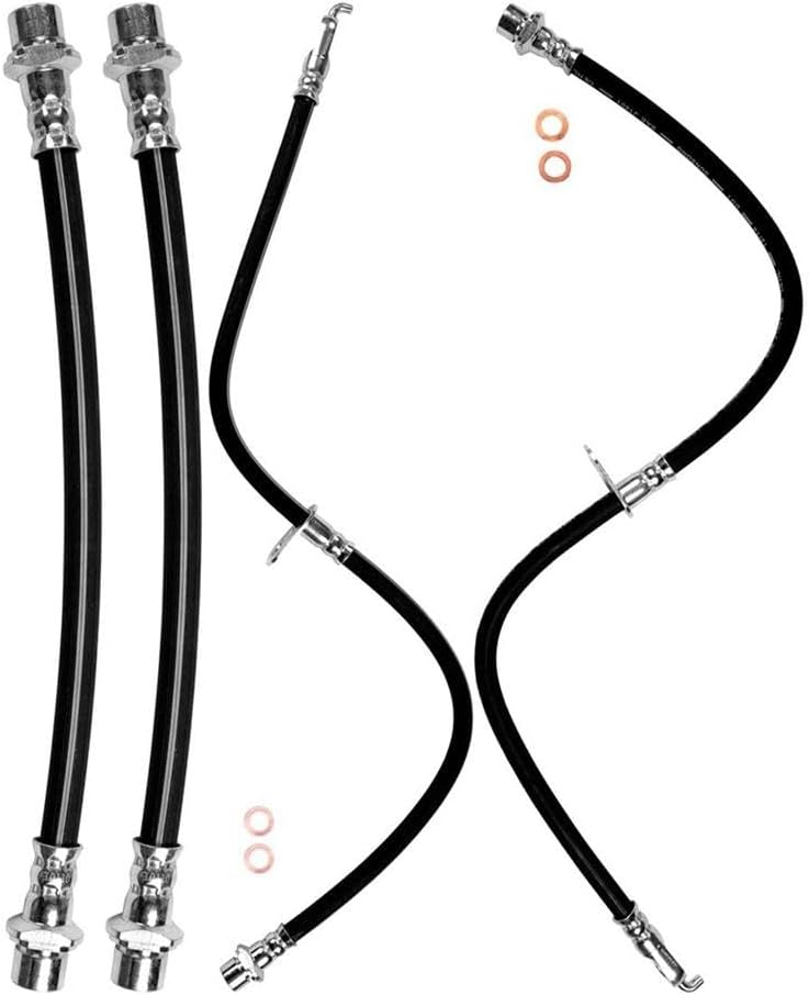 Set 4 Brake Hose Kit Front and Rear, Brake Line Brake Hydraulic Hose Replacement fits Corolla 2008 2007 2006 2005 2004 2003 fits Prius 2006 2005 2004