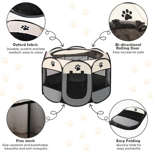 Welpenauslauf Faltbare Hundebox für Zuhause Welpenlaufstall 74x74x43cm Katzengehege für Drinnen Outdoor Hundekäfig Hundezelt Freilaufgehege Kaninchen Laufstall Katze Hund Katzen Zelt Kleintiergehege