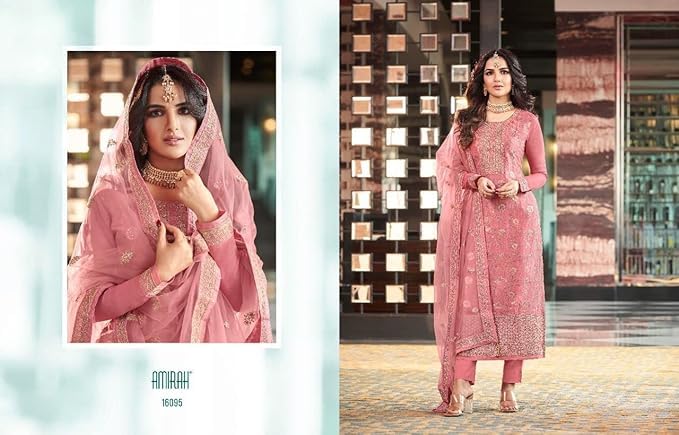 Image of Women's Wear Ready To Wear Designer Salwar Kameez Suits Indian Pakistani Beautiful Plazzo Pant Dress (US, Numeric, 44, Regular, Regular, Pink 1)