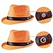 LADYBRO Summer Orange Straw Trilby for Men 1920s Short Brim Fedora Hat Beach Travel 7 1/4