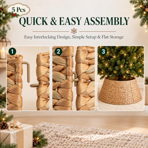 Christmas Tree Collar 28 Inch, Woven Rattan Tree Skirt for Artificial Trees - image 7