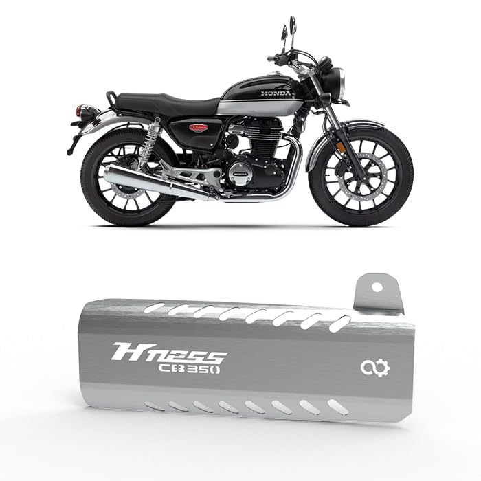 Image of Exhaust Guard | Heat Shield Cover | Exhaust Protector Compatible with Honda H'ness CB350 (Silver) (Pack of 1)
