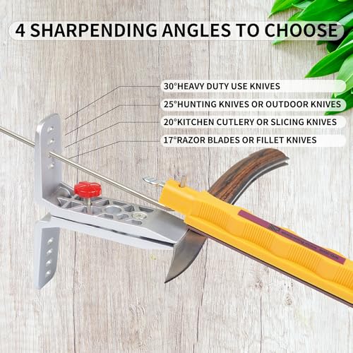 CWOVRS Knife Sharpening System, Precision Knife Sharpener, Fix Angle Knife Sharpening Kit Pro Chef Blade Grinder for Camping, Kitchen, Workshop - 3 Diamond+1 Water Stone+ 1 Leather Strop (NO Oil) - Image 4
