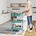 3 Tier Turquoise Metal Mesh Rolling Cart, Storage Cart with Handle and Lockable Wheels, Multifunctional Three Tiered Utility Organizer Cart on Wheels for Kitchen, Office, Bathroom, Crafts, Arts, Snack
