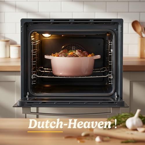 Image of Cuisinart Enameled Cast Iron Dutch Oven, 5-Quart Casserole Pot with Lid, Comfortable Handles, Stovetop, Oven and Broiler Safe, Mocha (CI650-25GMC)