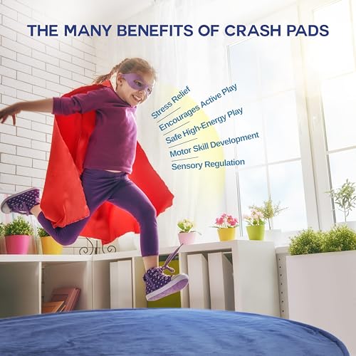 Homewell 3 x 4 Ft Crash Pad – Soft Velvet Cover Sensory Crash Pad for Kids with Durable Shock-Absorbing Foam, Machine Washable Cover, Ultimate Comfort and Safety for Kids, Adults and Pets (Blue) - Image 8