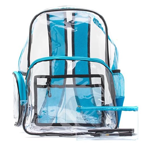 Heavy Duty Clear Backpack Blue, Quality Transparent, See-Through Bag, Large (Brilliant Blue)