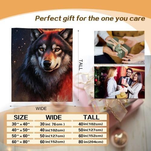 Manta para Sofá 240x260 cm Lobo Adolescente de Colores, Manta de Franela Extra Grande Premium, Ligera y Antiarrugas, Multiusos para Sofá, Picnic, Uso Doméstico y Exterior, AQ6186