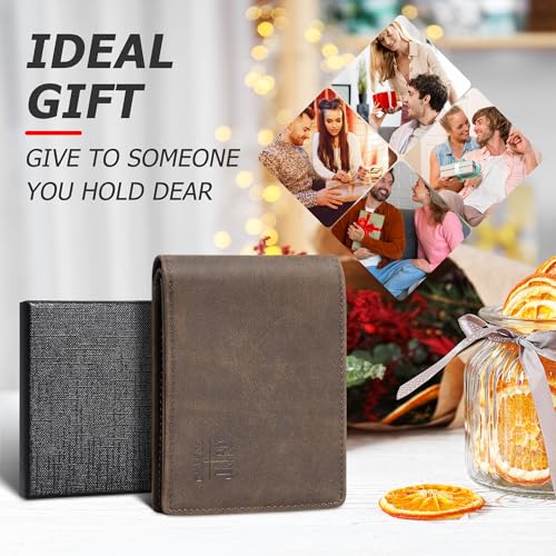 Image of Gostwo Mens Slim Bifold Wallet, RFID Blocking with ID Window & Card Slots | Faux Leather, Slim Front Pocket Fit, Multi Card Slots, RFID Privacy Protection, Gift for Men, Boy, Teen